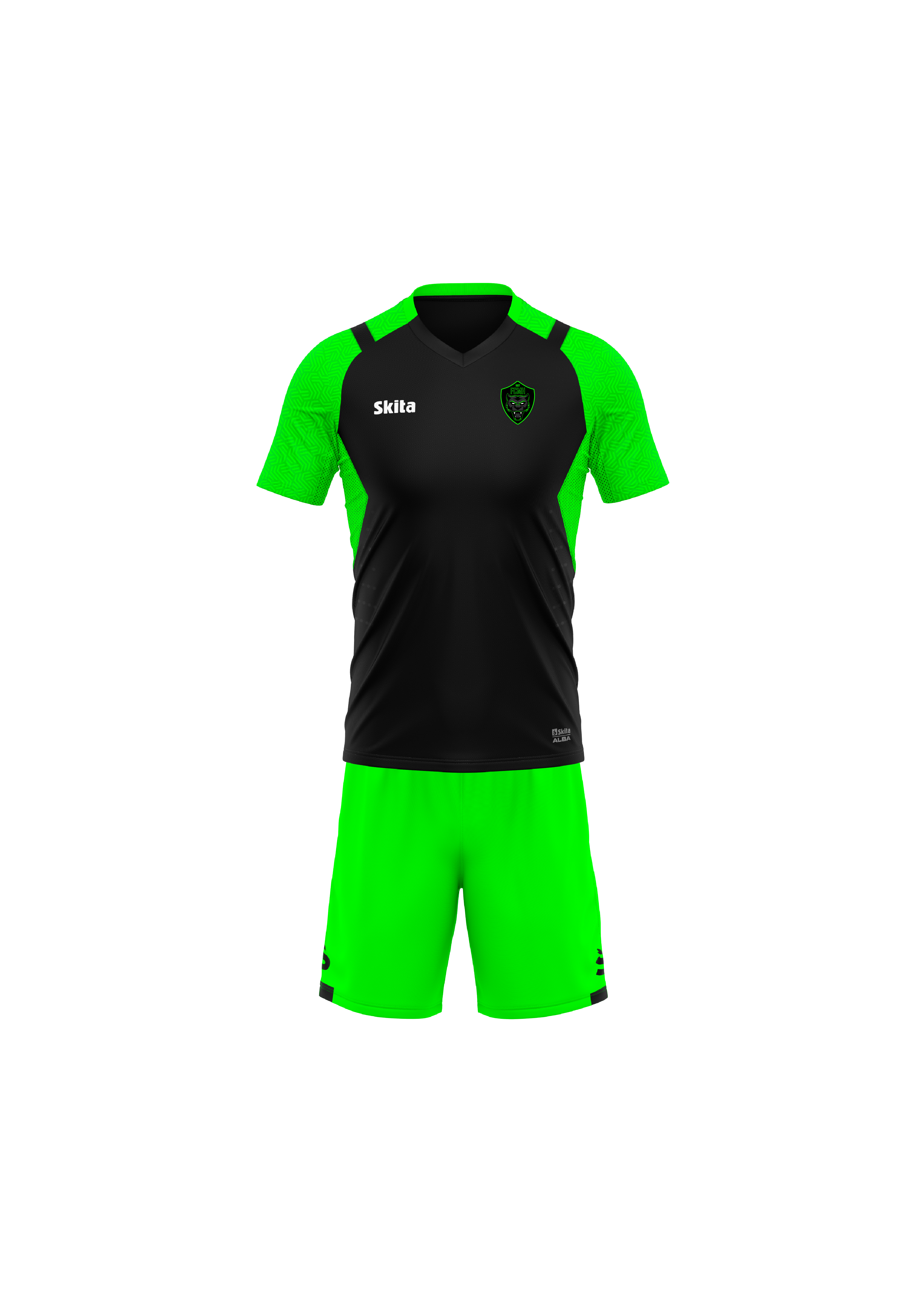 Maillot short ALBA noir/vert fluo (FC Magny Le Hongre)
